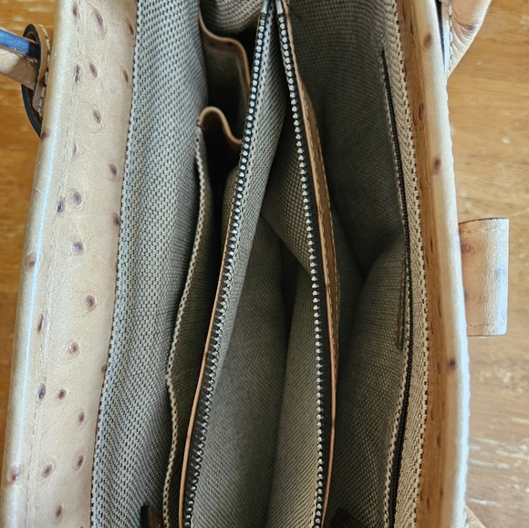 Dooney & Bourke Vintage Embossed Ostrich Leather Double Handle Handbag Cognac - Picture 12 of 15